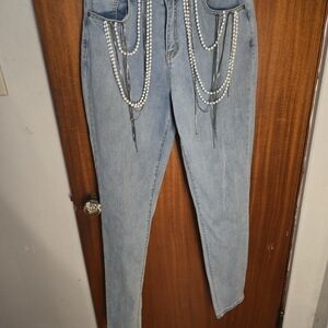Light Blue Beaded Women's Jeans